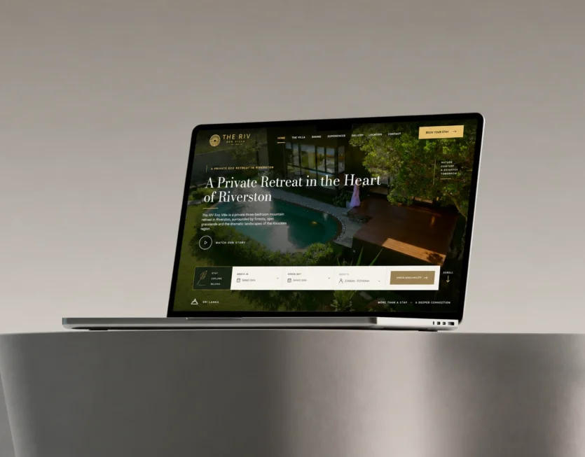 Laptop Showcasing Eco Villa Retreat
